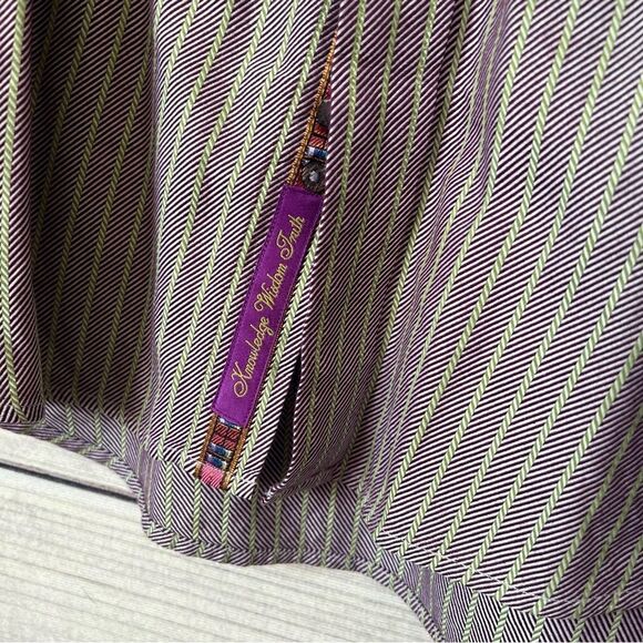 Robert Graham Dusty Purple Striped Embroidered Button Down Shirt - Picture 3 of 8